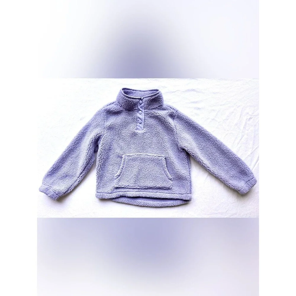 OshKosh B’gosh Girls Sherpa Fleece Pullover Size 8 – Lavender Half-Snap Hoodie